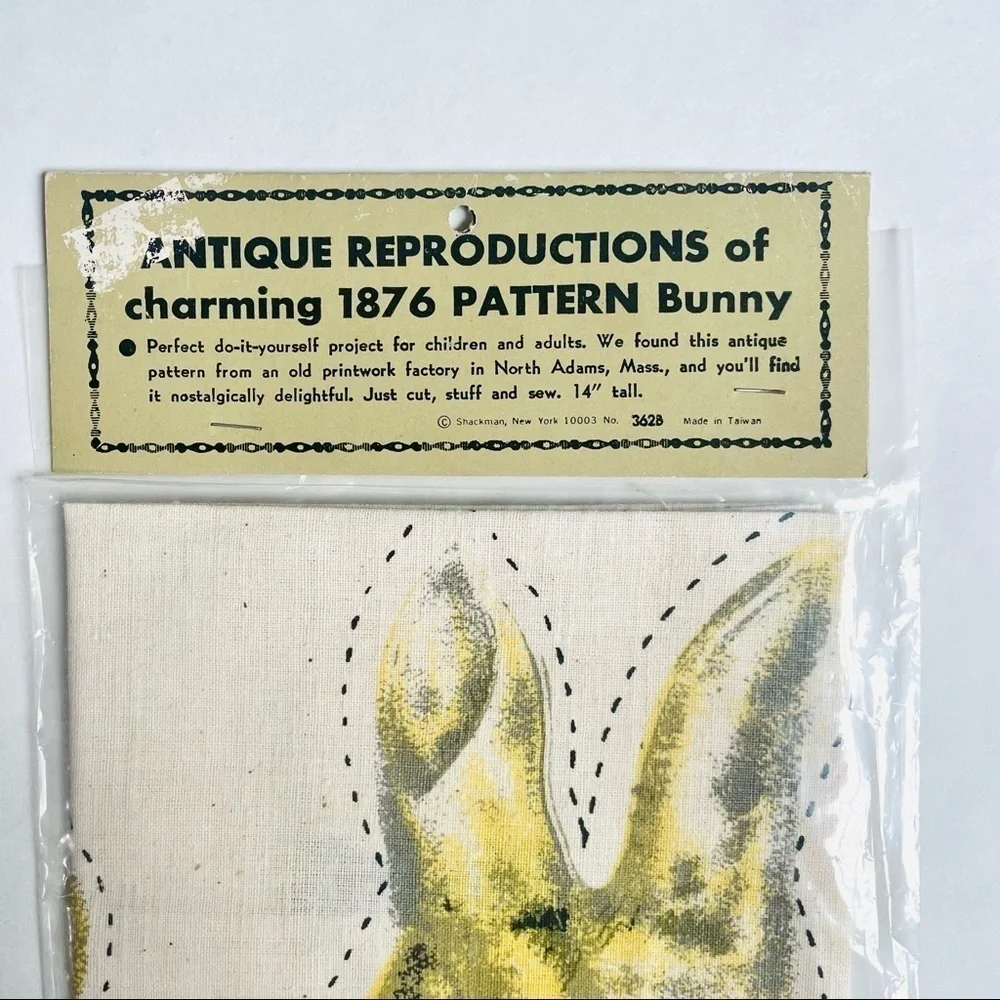 Vintage Antique Reproduction of Charming 1876 Pattern Bunny DIY Stuffed Rabbit